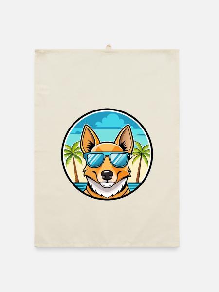Carolina Hunderasse Cartoon Sonnenbrille Strand - Organic Geschirrtuch - Natur - Vorne