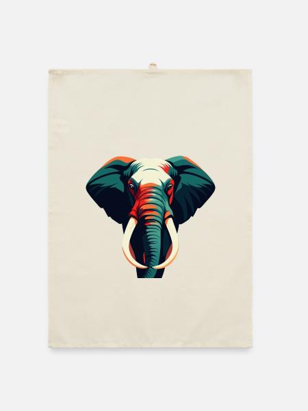Elefant Cartoon Figur Buntes Haustier Tier - Organic Geschirrtuch - Natur - Vorne