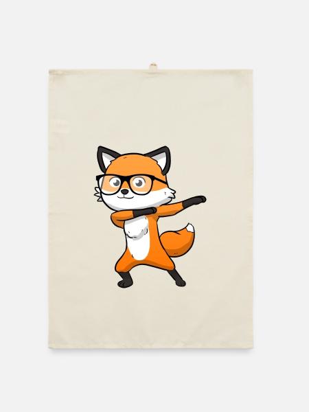 Fuchs Dab Dabbing Füchsin - Organic Geschirrtuch - Natur - Vorne