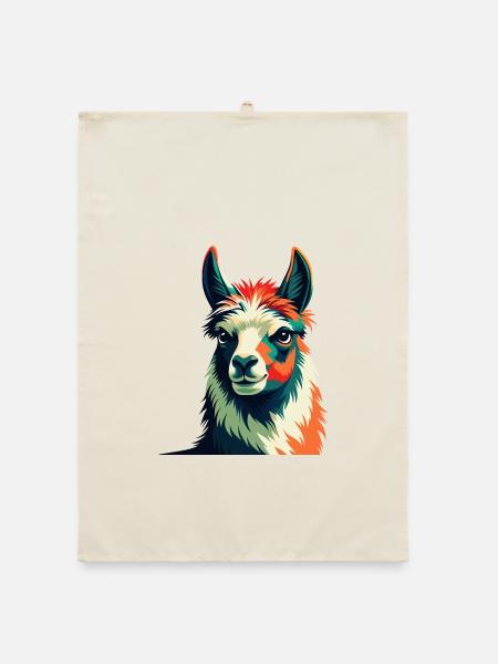 Lama Personnage De Dessin Animé Animal De Compagnie Coloré - Torchon bio - nature - Devant