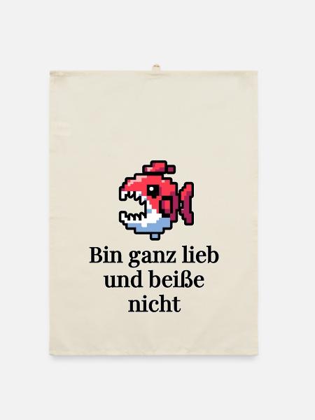 Lustiges - bin ganz lieb und beiße nicht Design - Organic Geschirrtuch - Natur - Vorne