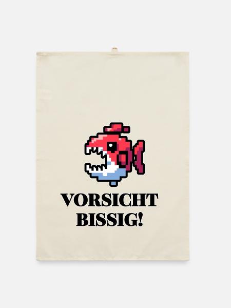 Beware Snappy - Funny Fish Design - Organic dish towel - nature - Front