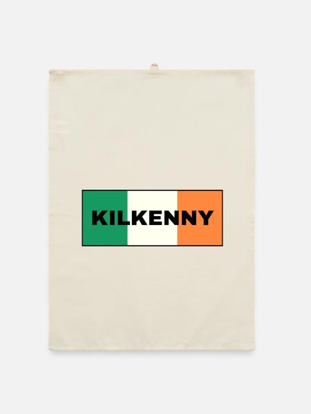 Kilkenny City in irischer Flagge - Organic Geschirrtuch - Natur - Vorne