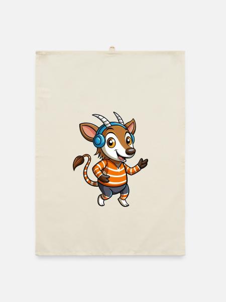Okapi Funny Cartoon Character Musique de casque - Torchon bio - nature - Devant