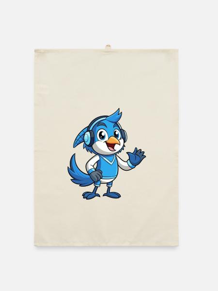 Blue Jay Lustige Cartoon Figur Kopfhörer Musik - Organic Geschirrtuch - Natur - Vorne