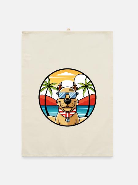 Norwegischer Windhund Rasse Cartoon Sonnenbrille Strand - Organic Geschirrtuch - Natur - Vorne