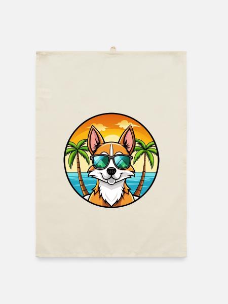 Chilenische Foxterrier Hunderasse Cartoon Sonnenbrille - Organic Geschirrtuch - Natur - Vorne