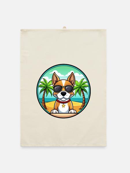 Brasilianischer Terrier Hunderasse Cartoon Sonnenbrille Strand - Organic Geschirrtuch - Natur - Vorne