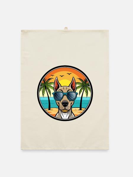 Belgian Pointer Dog Breed Cartoon Sunglasses Beach - Organic dish towel - nature - Front
