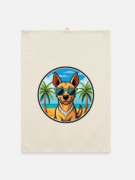 Andalusischer Windhund Rasse Cartoon Sonnenbrille Strand - Organic Geschirrtuch - Natur - Vorne