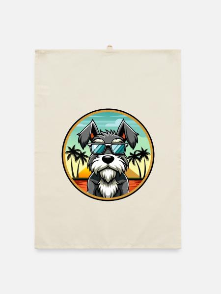 Miniatur Schnauzer Hunderasse Cartoon Sonnenbrille - Organic Geschirrtuch - Natur - Vorne