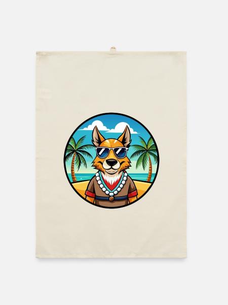 Hase Indischer Hund Rasse Cartoon Sonnenbrille Strand - Organic Geschirrtuch - Natur - Vorne