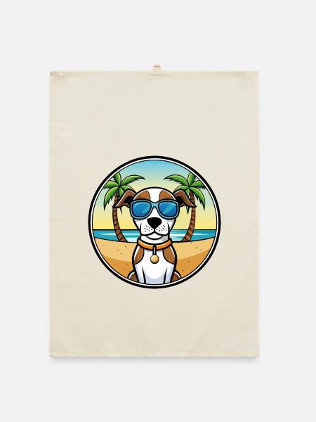 Burgos Pointer Dog Breed Cartoon Sunglasses Beach - Organic dish towel - nature - Front