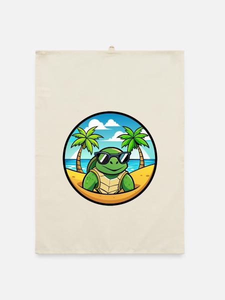 Turtle Funny Cartoon Summer Beach Sunglasses Cool - Organic dish towel - nature - Front