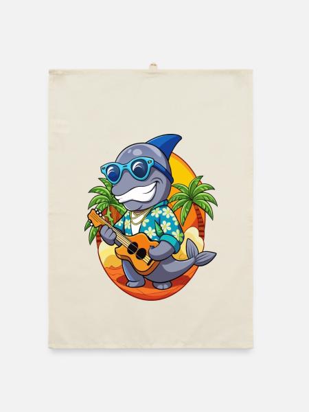 Lustige Robbe Sommer Strand Sonnenbrille Hawaiianisch - Organic Geschirrtuch - Natur - Vorne