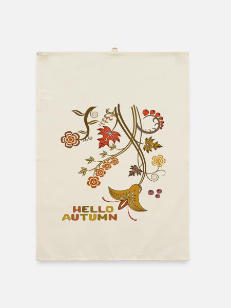 Hello Autumn, Hallo Herbst - Organic Geschirrtuch - Natur - Vorne