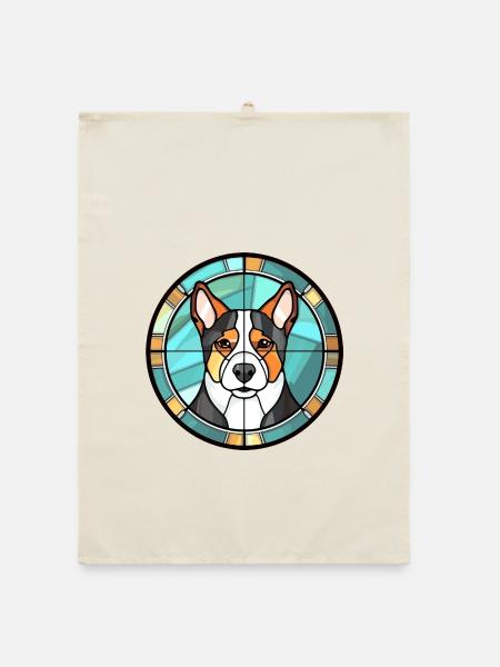 Lapponischer Hirte Hund Rasse Buntes Glas Bunt - Organic Geschirrtuch - Natur - Vorne