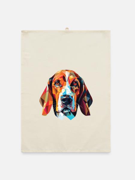 Treeing Walker Coonhound Hunderasse Aquarell - Organic Geschirrtuch - Natur - Vorne
