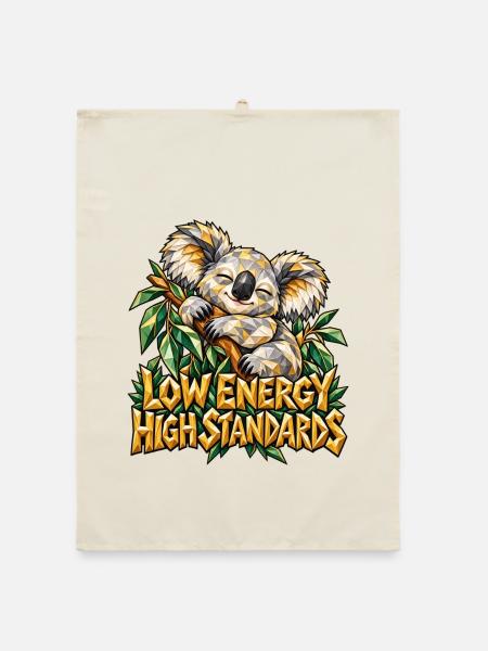 Low Energy High Standards Koala Low Poly Lustig - Organic Geschirrtuch - Natur - Vorne
