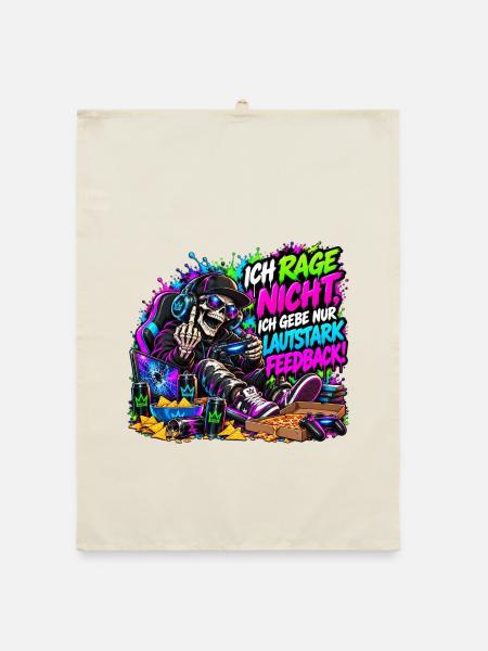 Ich rage nicht – Gaming Skelett Meme - Organic Geschirrtuch - Natur - Vorne