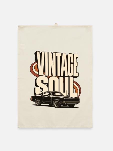 Vintage Soul Classic Car - Organic Geschirrtuch - Natur - Vorne