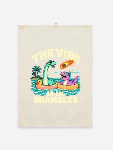 Summer Dinosaurier Die Stimmung ist im Chaos - Organic Geschirrtuch - Natur - Vorne
