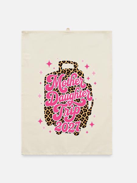 Mother Daughter Trip 2027 Floral - Organic Geschirrtuch - Natur - Vorne