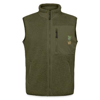 Ananas | Pineapple - Unisex Sherpaweste von Stanley/Stella - Khaki - Vorne - AI Model Female 172 light (172cm) & AI Model Male 178 light (178cm)