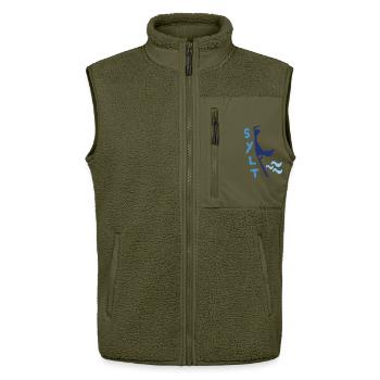 sylt welle - Unisex Sherpaweste von Stanley/Stella - Khaki - Vorne - AI Model Female 172 light (172cm) & AI Model Male 178 light (178cm)
