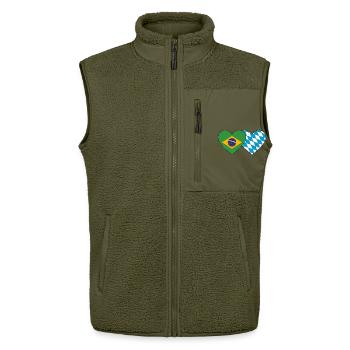 Brazil Bavaria Flag Heart - Unisex Sherpa Gilet by Stanley/Stella - khaki - Front - AI Model Female 172 light (172cm) & AI Model Male 178 light (178cm)