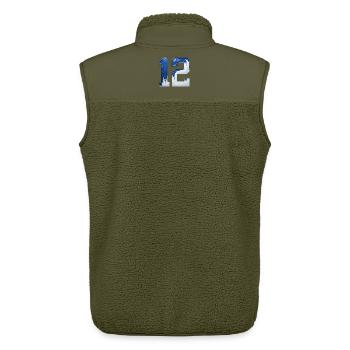 NO. 12 NUMBER 12 BLUE WHITE 12TH BIRTHDAY - Unisex Sherpa Gilet by Stanley/Stella - khaki - Back - AI Model Male 178 light (178cm)