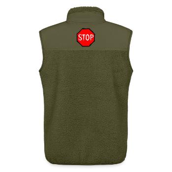Stop Schild Vektor - Unisex Sherpaweste von Stanley/Stella - Khaki - Hinten - AI Model Male 178 light (178cm)