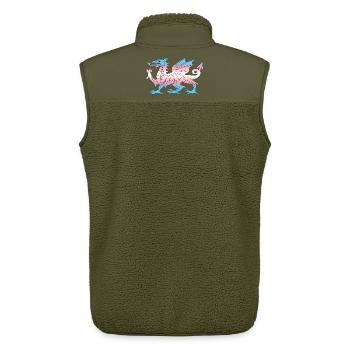 Wales Trans Flag, Baner Trans Cymru, Transgender - Unisex Sherpa Gilet by Stanley/Stella - khaki - Back - AI Model Male 178 light (178cm)
