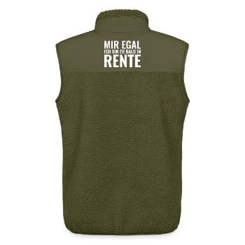 Mir egal ich bin eh bald in Rente - Unisex Sherpaweste von Stanley/Stella - Khaki - Hinten - AI Model Male 178 light (178cm)