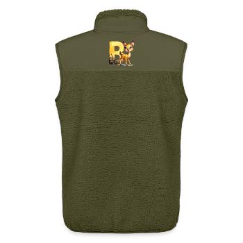 Tieralphabet - Buchstabe B für Reh - Zeichnung - Unisex Sherpaweste von Stanley/Stella - Khaki - Hinten - AI Model Male 178 light (178cm)
