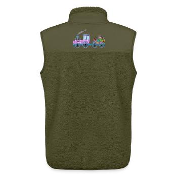 Children's train railway with trailer pink - Unisex Sherpa Gilet by Stanley/Stella - khaki - Back - AI Model Male 178 light (178cm)