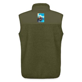 Ohrid North Macedonia Vintage Travel Poster WPA - Unisex Sherpa Gilet by Stanley/Stella - khaki - Back - AI Model Male 178 light (178cm)