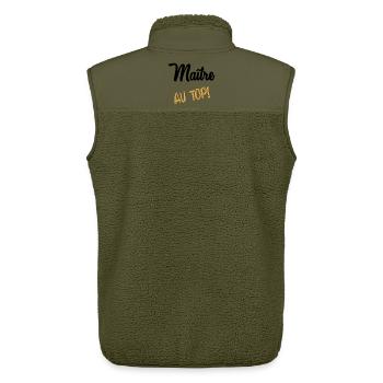 MEISTER. MEISTER. VIELEN DANK. DANKE, MEISTER - Unisex Sherpaweste von Stanley/Stella - Khaki - Hinten - AI Model Male 178 light (178cm)