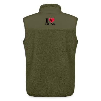 I love Guns - Herz mit Revolver Sportschützen - Unisex Sherpaweste von Stanley/Stella - Khaki - Hinten - AI Model Male 178 light (178cm)
