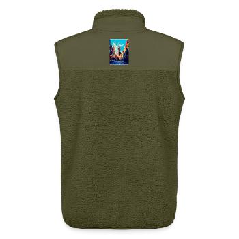 Louvain Belgique Affiche de voyage vintage Souvenir WPA - Veste sans manches sherpa unisexe Stanley/Stella - kaki - Dos - AI Model Male 178 light (178cm)