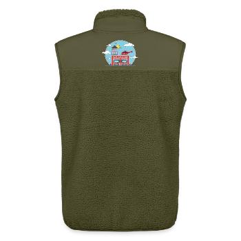 Fire station helicopter and fire truck - Unisex Sherpa Gilet by Stanley/Stella - khaki - Back - AI Model Male 178 light (178cm)