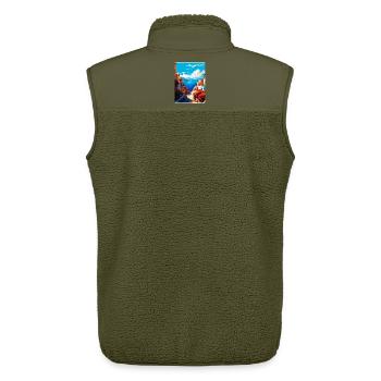 Crete Greece Vintage Travel Poster WPA Souvenir - Unisex Sherpa Gilet by Stanley/Stella - khaki - Back - AI Model Male 178 light (178cm)