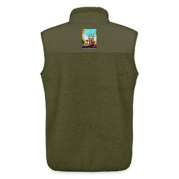Westminster Abbey London England Uk Travel Poster - Unisex Sherpa Gilet by Stanley/Stella - khaki - Back - AI Model Male 178 light (178cm)