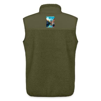 Delft Niederlande Vintage Reiseplakat Souvenir - Unisex Sherpaweste von Stanley/Stella - Khaki - Hinten - AI Model Male 178 light (178cm)