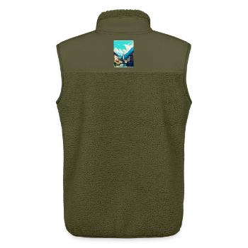 Coire Suisse Poster de voyage vintage souvenir - Veste sans manches sherpa unisexe Stanley/Stella - kaki - Dos - AI Model Male 178 light (178cm)