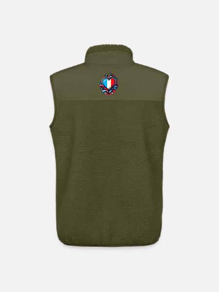 Heart French Flag - Unisex Sherpa Gilet by Stanley/Stella - khaki