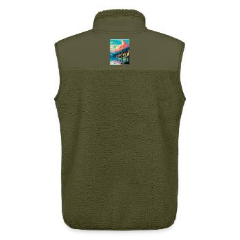 Lac de Côme Italie Affiche de voyage vintage Souvenir WPA - Veste sans manches sherpa unisexe Stanley/Stella - kaki - Dos - AI Model Male 178 light (178cm)