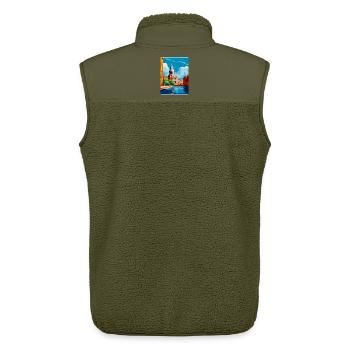 Nottingham Uk Vintage Reiseposter Souvenir WPA - Unisex Sherpaweste von Stanley/Stella - Khaki - Hinten - AI Model Male 178 light (178cm)