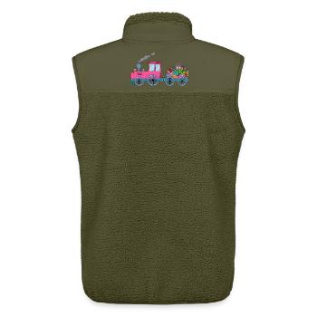 Children's train railway with trailer pink - Unisex Sherpa Gilet by Stanley/Stella - khaki - Back - AI Model Male 178 light (178cm)