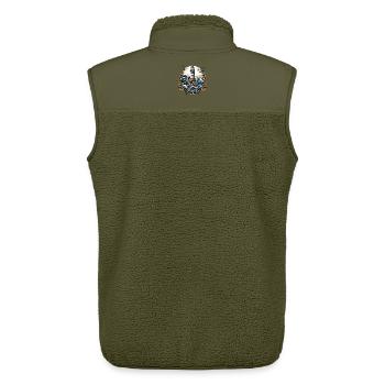 Logo du phare - Veste sans manches sherpa unisexe Stanley/Stella - kaki - Dos - AI Model Male 178 light (178cm)